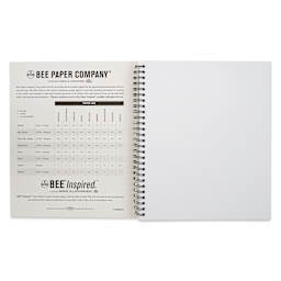 Bee Inspired Wirebound Mixed Media Artist Pad - 11" x 14", 60 Sheets, open, showing back of cover