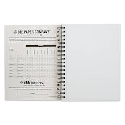 Bee Inspired Wirebound Mixed Media Artist Pad - 7" x 10", 60 Sheets, open, showing back of cover