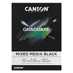 Canson Graduate Black Mixed Media Pad - 9" x 12", front cover