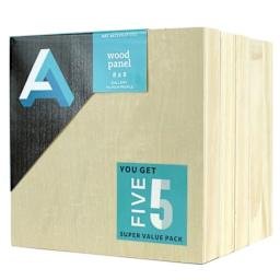 Art Alternatives Cradled Wood Panel Super Value Pack - Pkg of 5, 8" x 8", Gallery