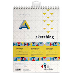 Art Alternatives Spiral Bound Sketch Pad - 75 Sheets, White, 9" x 12"