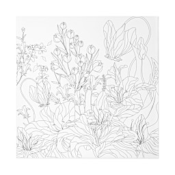 Hello, Artist! Color-In Canvas, Fun Pre-printed Design, 14” x 14”, Pkg of 4, flowers