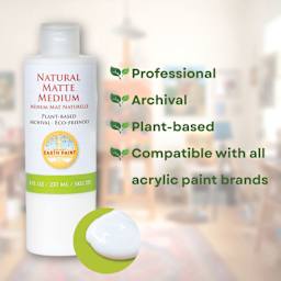 Professional, archival, plant-based, compatible with all acrylic paint brands.