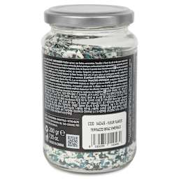 Fleur Terrazzo Effect Flakes - Brazilian Emerald, 200 g side of jar