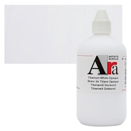 Ara Artists’ Acrylic Paint - Opaque Titanium White, 500 ml bottle and swatch