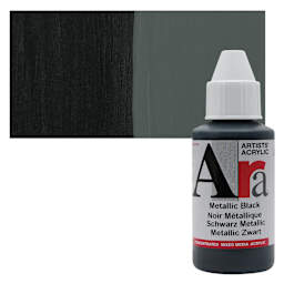 Ara Artists’ Acrylic Paint - Metallic Black, 100 ml bottle and swatch