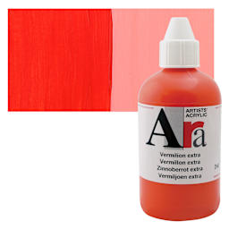 Ara Artists’ Acrylic Paint - Vermilion Extra, 250 ml bottle and swatch