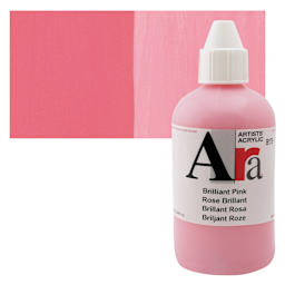 Ara Artists’ Acrylic Paint - Brilliant Pink, 250 ml bottle and swatch