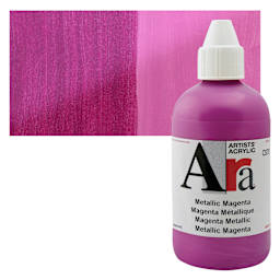 Ara Artists’ Acrylic Paint - Metallic Magenta, 250 ml bottle and swatch