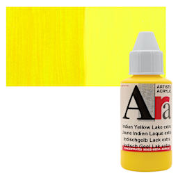 Ara Artists’ Acrylic Paint - Indian Yellow Lake Extra, 100 ml bottle and swatch