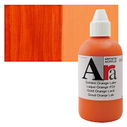 Ara Artists’ Acrylic Paint - Golden Orange Lake, 250 ml bottle and swatch