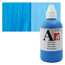 Ara Artists’ Acrylic Paint - Neon Blue, 250 ml bottle and swatch