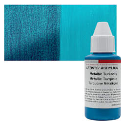 Ara Artists’ Acrylic Paint - Metallic Turquoise, 100 ml bottle and swatch