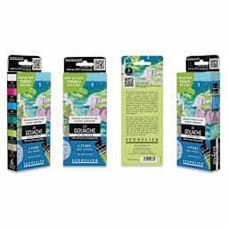 Sennelier Extra Fine Gouache - Set of 6, Mountain Landscape, 10 ml Tubes, the four sides of the package