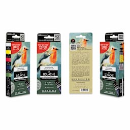 Sennelier Extra Fine Gouache - Set of 6, European Robin, 10 ml Tubes, four sides of the package