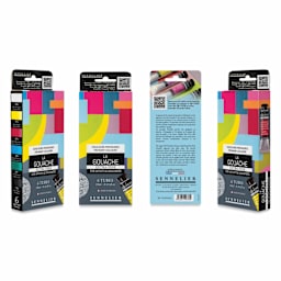 Sennelier Extra Fine Gouache - Set of 6, Primary Colors, 10 ml Tubes, four sides of the package
