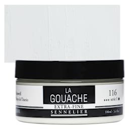Sennelier Extra Fine Gouache - Titanium White, 100 ml Jar and swatch