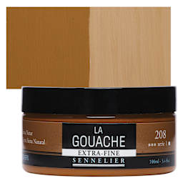 Sennelier Extra Fine Gouache - Raw Sienna, 100 ml Jar and swatch