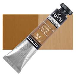 Sennelier Extra Fine Gouache - Raw Sienna, 21 ml Tube and swatch