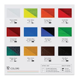 Meeden Acrylic Paints - Set of 12 color chart of included colors