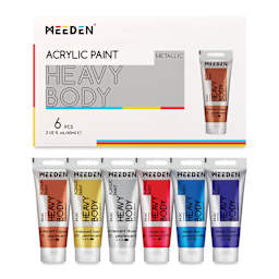 Meeden Heavy Body Acrylic Paints- Set of 6, Metallic Colors, 60 ml tubes