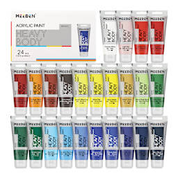 Meeden Heavy Body Acrylic Paints- Set of 24, Basic Colors, 60 ml tubes