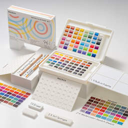 Meeden Watercolor Half Pans - Set of 96, Assorted Colors, Half Pan set contents