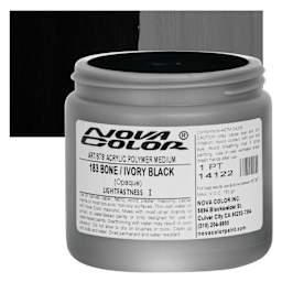 Nova Color Artists’ Acrylic Polymer Paint - Bone/Ivory Black, 473 ml Jar and swatch