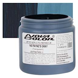 Nova Color Artists’ Acrylic Polymer Paint - Payne's Gray, 473 ml Jar and swatch