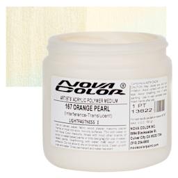 Nova Color Artists’ Acrylic Polymer Paint - Orange Pearl, 473 ml Jar and swatch