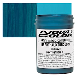 Nova Color Artists’ Acrylic Polymer Paint - Phthalo Turquoise, 118 ml Jar and swatch