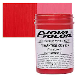 Nova Color Artists’ Acrylic Polymer Paint - Naphthol Crimson, 118 ml Jar and swatch