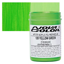 Nova Color Artists’ Acrylic Polymer Paint - Yellow Green, 118 ml Jar and swatch