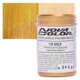 Nova Color Artists’ Acrylic Polymer Paint - Gold Pearl, 118 ml Jar and swatch
