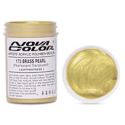 Nova Color Artists’ Acrylic Polymer Paint - Brass Pearl, 118 ml Jar