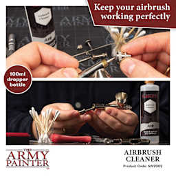 The Army Painter Warpaints Airbrush Cleaner. Keep your airbrush working perfectly. 100 ml dropper bottle.  Product Code AW2002