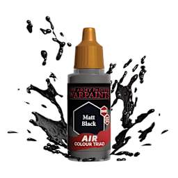 The Army Painter Warpaints Air Acrylic Airbrush Paint - Matte Black, 18 ml bottle in a splash of paint