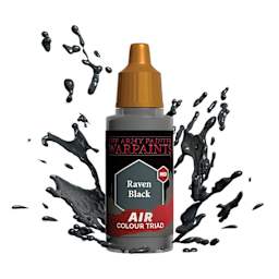 The Army Painter Warpaints Air Acrylic Airbrush Paint - Raven Black, 18 ml bottle in a splash of paint