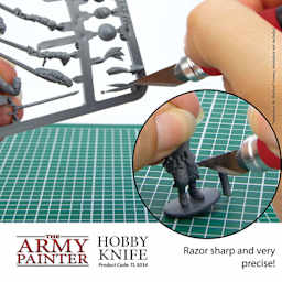 The Army Painter Precision Hobby Knife. Razor sharp and very precise. Miniature by Warlord Games, miniature not included.  Product code tl5034