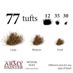Different sizes for any type of base. 77 tufts includes 12 large, 35 medium, and 30 small.