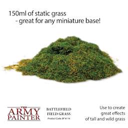 Battlefield Field Grass BF4114. 150 ml of static grass - great for any miniature base! Use to create great effects of tall and wild grass.