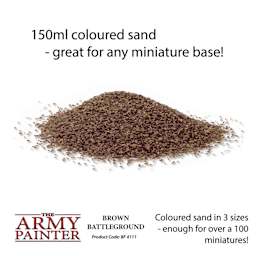 The Army Painter Battleground Basing Sand. 150 ml coloured sand - great for any miniature base! Coloured sand in 3 sizes - enough for over a 100 miniatures!  Product code BF4111