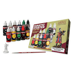 The Army Painter Warpaint Fanatics Acrylic Paints - Set of 11, Starter Set, 18 ml Bottles packaging and contents
