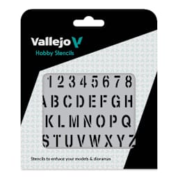 Vallejo Letters and Numbers Hobby Stencil - Alphabet front of packaging