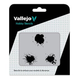 Vallejo Spills and Stains Hobby Stencil - Paint Stains front of packaging