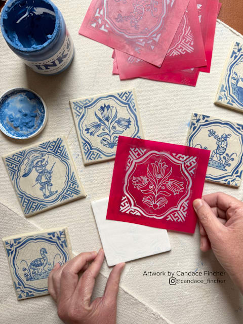 Print on Clay Tiles using Amaco Printing Inks with Candace Fincher