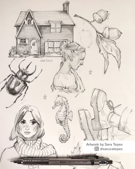 Sketching with Sara Tepes and a Blick Premier Mechanical Pencil