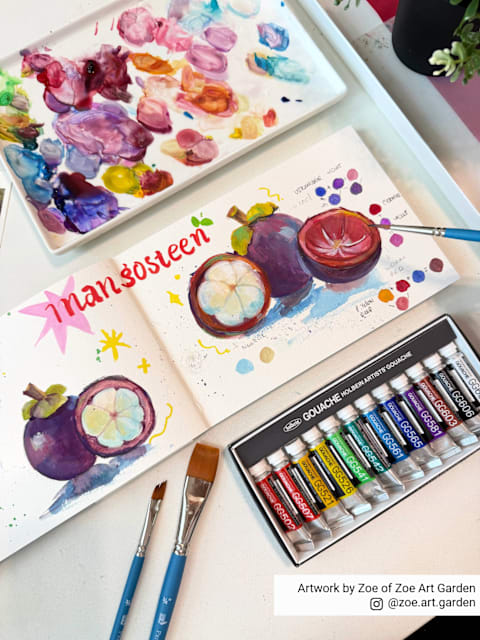 Painting a Gouache Mangosteen with Zoe