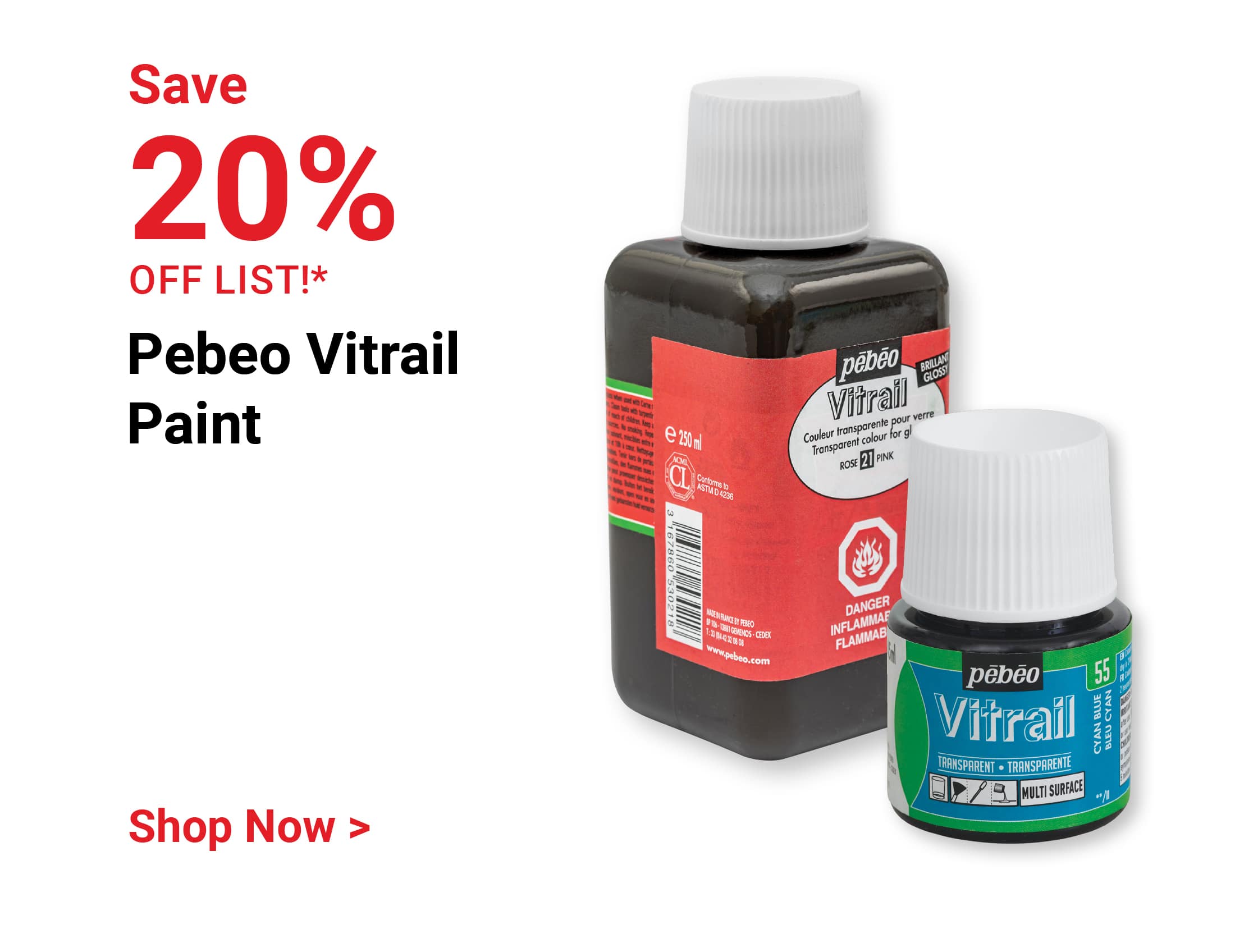 Save 20% off list!* Pebeo Vitrail Paint. Shop Now.