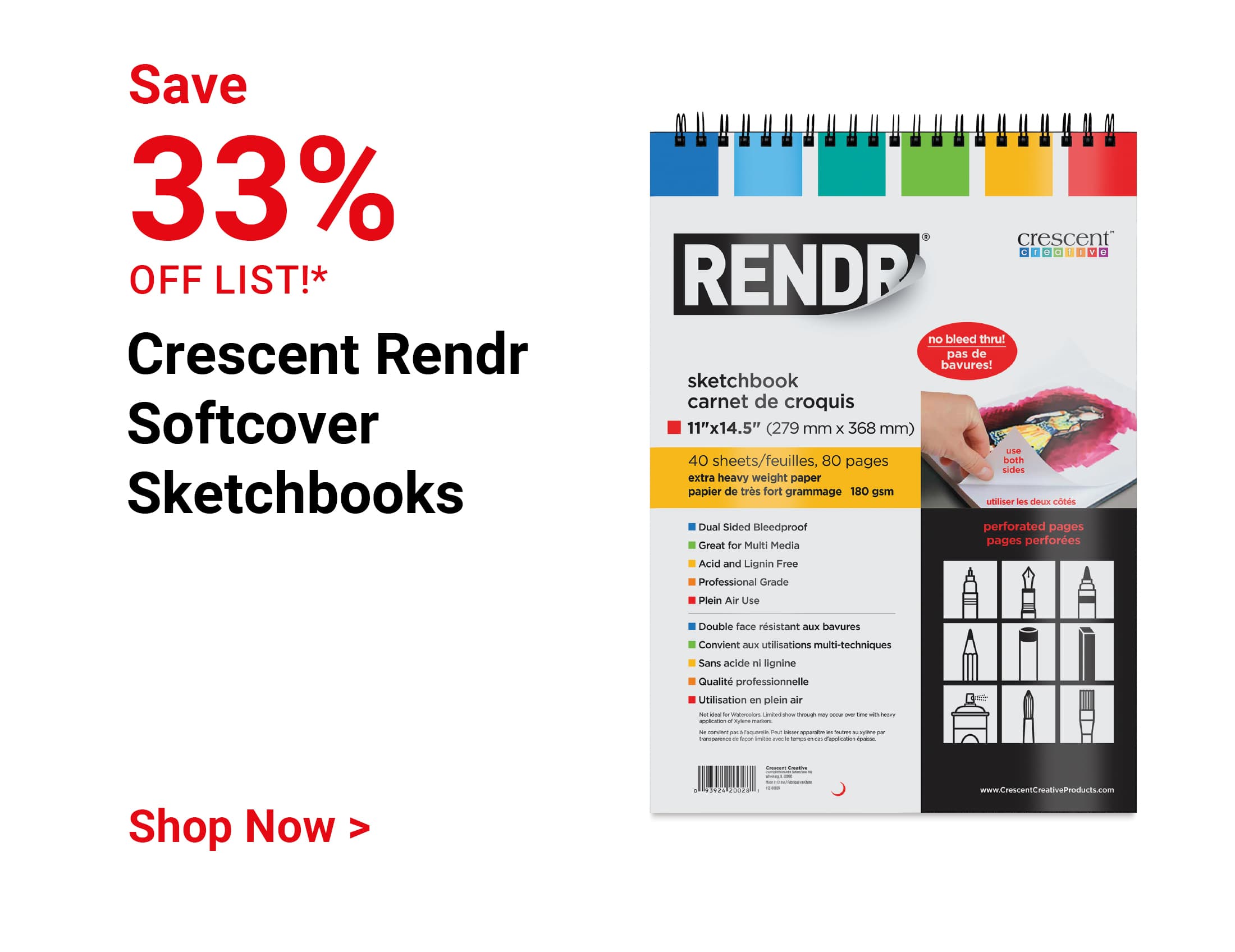Save 33% off list!* Crescent Rendr Softcover Sketchbooks. Shop Now.